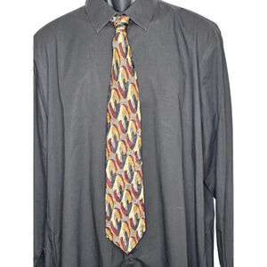 Men's FACETS Gray & Brown Abstract Pattern Silk Tie One Size